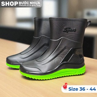 Ủng cổ thấp bảo hộ lao động cao su dẻo chống nước chống trơn trượt size 36 - 42