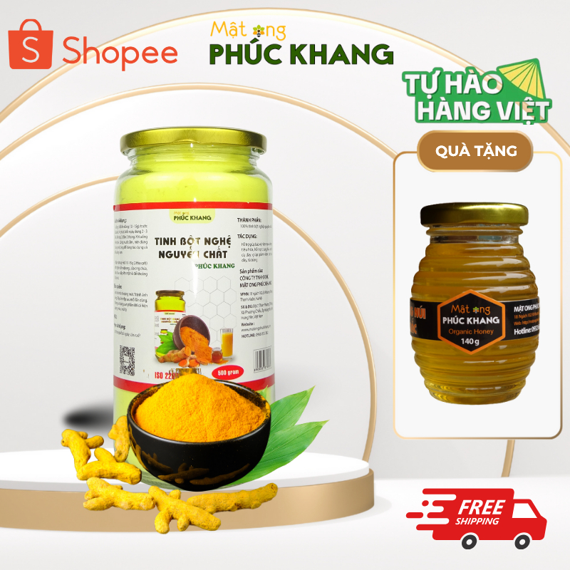 Tinh Bột Nghệ Đỏ Cao Cấp Phúc Khang 500g/hũ