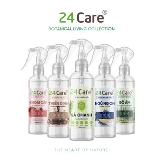 [250ml] Xịt phòng hữu cơ 24Care tinh dầu Sả Chanh/ Bạc Hà/ Quế/ Lavender/ Bưởi/ Oải hương - xịt khử mùi và xua đuổi muỗi