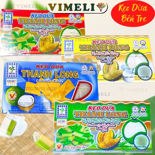  Kẹo Dừa Thanh Long Bến Tre Mềm Dẻo - Kẹo Dừa Bến Tre Thanh Long Dừa Sầu Riêng Lá Dứa Đậu Phộng - Đặc Sản Miền Tây VIMELI 