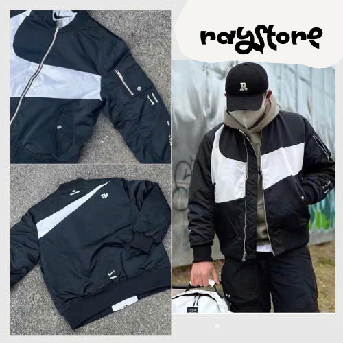 Áo khoác Bomber Jaket Nam Nữ 3 lớp chần bông mặc siêu ấm chính hãng RAY STORE BB2