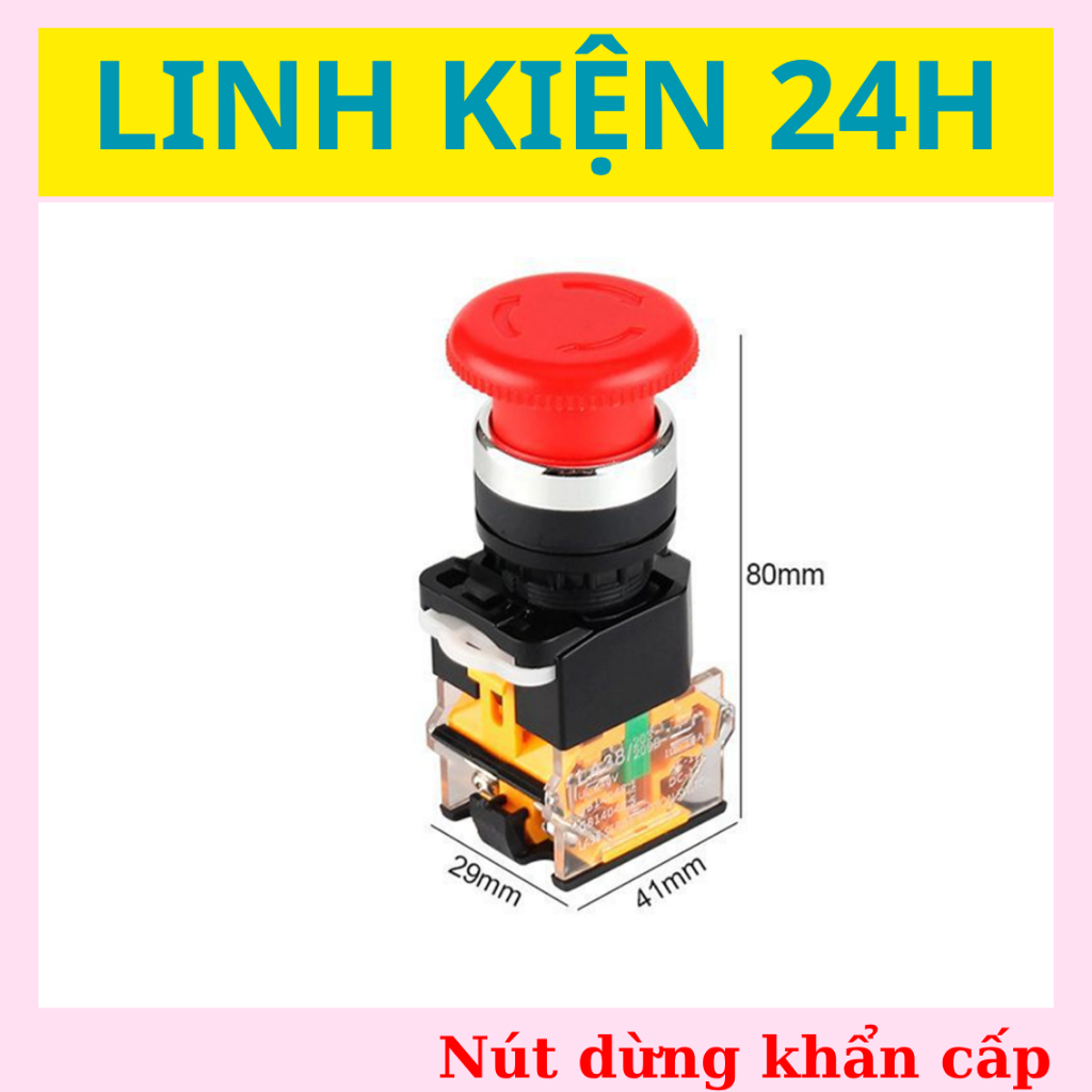 Nút dừng khẩn cấp LA38-11ZS 22mm 10A - Nút Stop