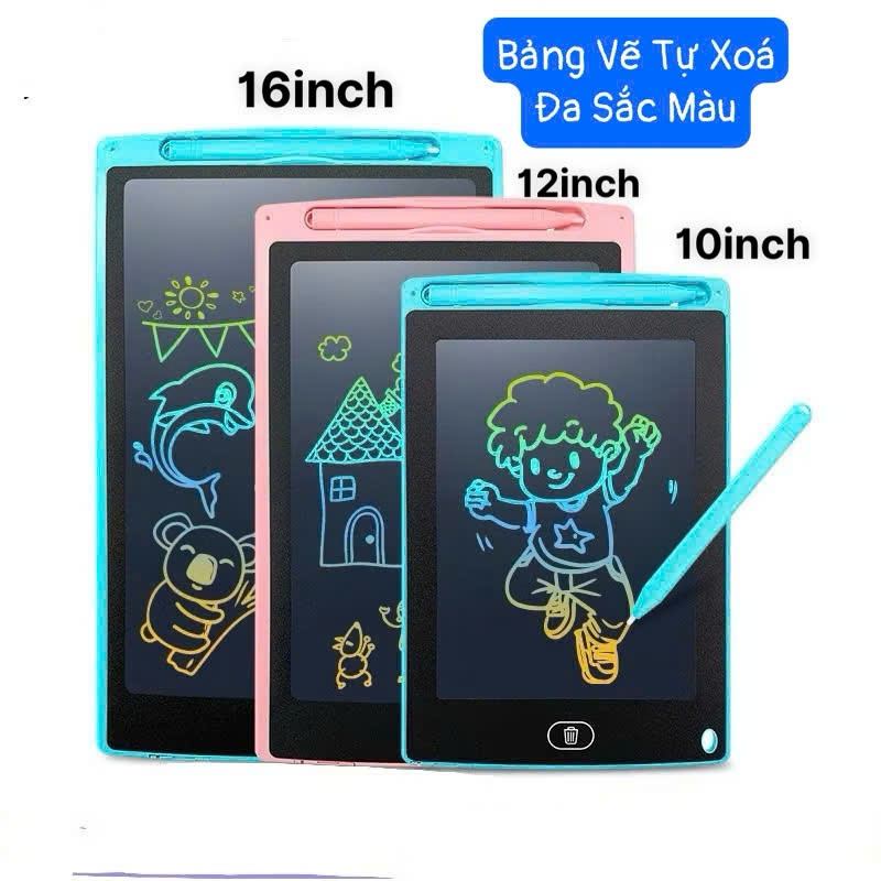    Kèm Bút+Pin  Bảng Vẽ Tự Xóa Bảng vẽ điện tử  LCD  bảng vẽ thông minh 16inch 12 Inch Đa Sắc Màu Cho Bé Tự Do Sáng Tạo 