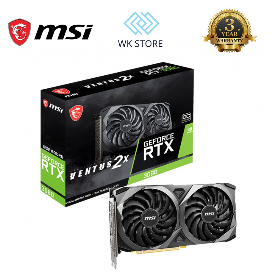  Card Màn Hình VGA MSI RTX 3060 Ventus 2x 12GB GDDR6 OC V2  Mới BH 36 Tháng  