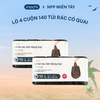 Lô 4 cuộn 78-120 túi rác Inochi. Túi đựng rác có quai tự phân hủy, dày dặn không bục đáy