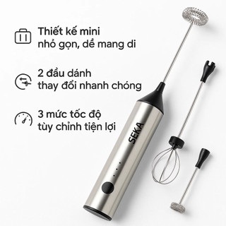 Máy Đánh Trứng Tạo Bọt Cafe SEKA MD2110 Công Suất 10W 2 Đầu 3 Tốc Độ Tiện Lợi,Thân Máy Vỏ Inox Sáng Bóng