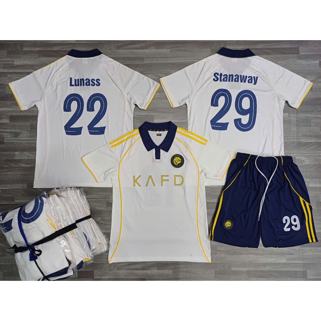 Quần Áo bóng đá clb Al-Nassr Logo Thêu , Bộ quần áo đá banh CR7 Thun Lạnh Cao Cấp Al Nassr A1