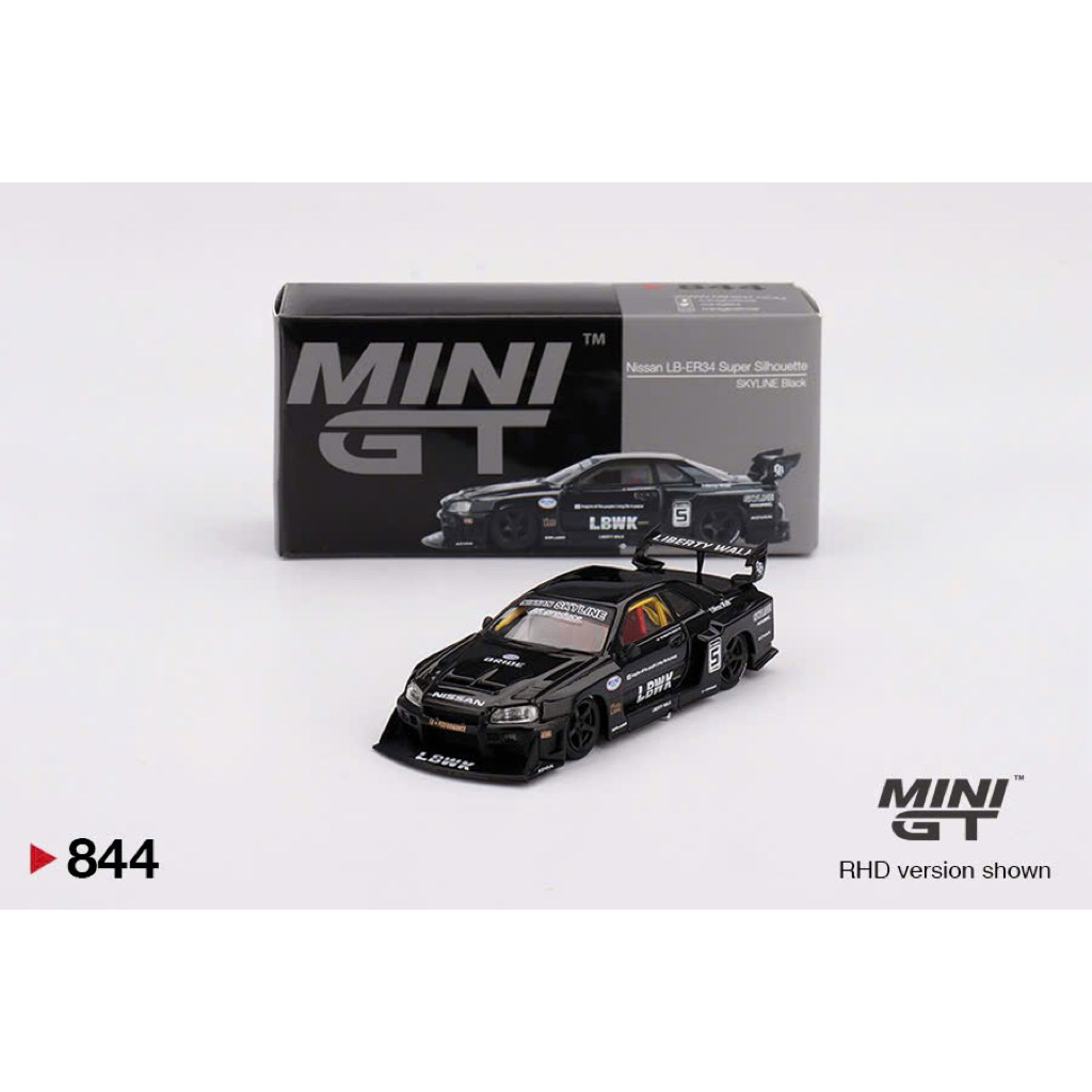 [ Bản Box ] Mini gt #844 nissan lb - r34 super silhouette s15 skyline black