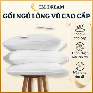 Gối Ngủ Lông Vũ Microfiber Cao Cấp Emdream Ruột Gối Nằm Ngủ Lông Vũ Chuẩn Khách Sạn 5 Sao Gối Lông Vũ Êm Không Xẹp Lún