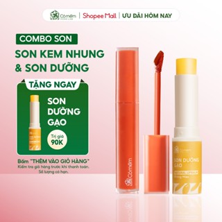 Combo Son Kem Không Silicone Và Son Dưỡng Môi Mềm Mịn Cỏ Mềm 10gr