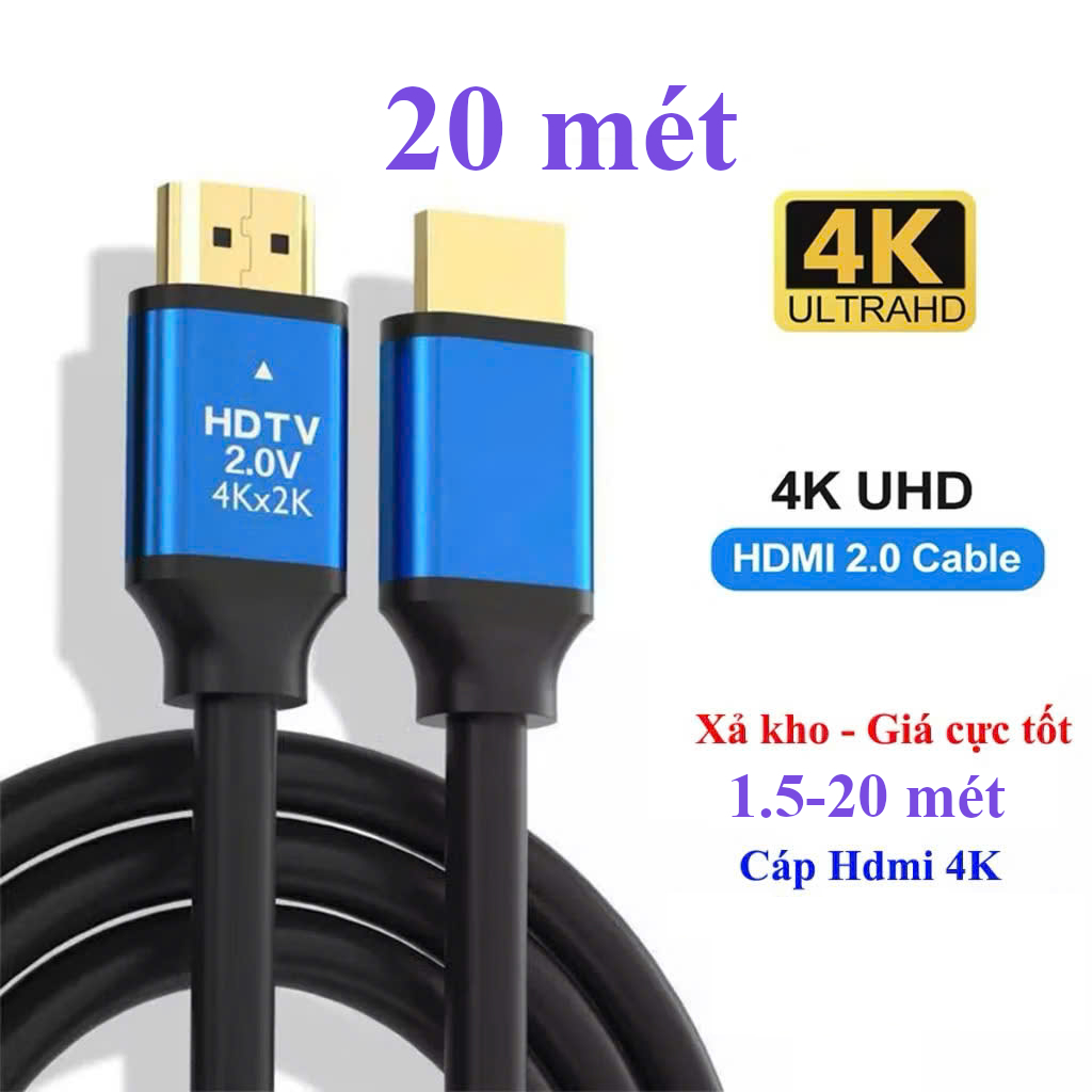  Dây cáp Hdmi 4K*2K dài 1.5m 3m 5m 10m 15m 20m 30 mét HDTV  Siêu nét siêu rẻ đầu bọc kim loại cao cấp dùng cho máy chiếu 