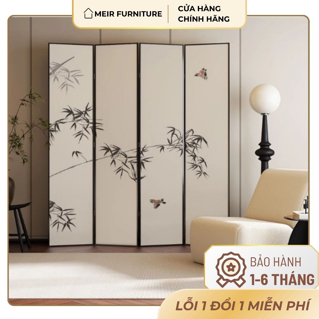Chân kệ vách ngăn bình phong bộ 4 tấm in họa tiết hiện đại sang trọng thương hiệu MEIR- GP392