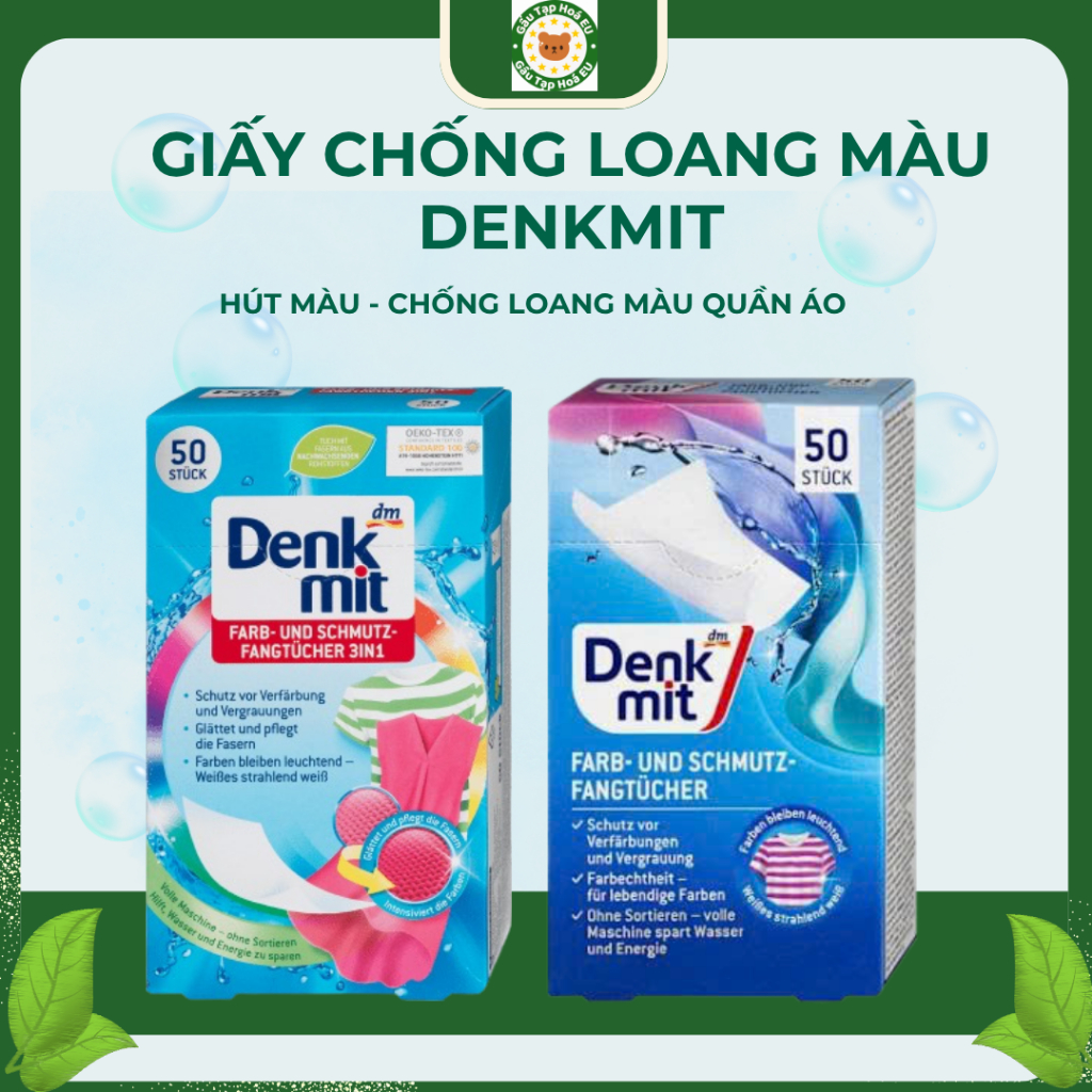 Giấy hút màu và chống phai màu quần áo Denkmit 24-50 miếng hàng nội địa Đức