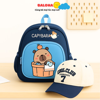 Combo Balo kèm mũ cho bé đi học mầm non ZENZIN KIDS  hình siêu nhân nhện Spiderman, Kuromi Mylody, Helokiity Labubu