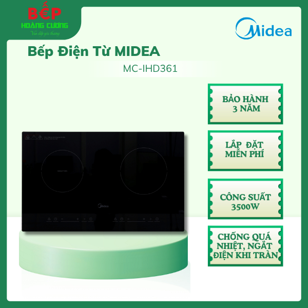 Midea – Bếp từ hồng ngoại âm MC-IHD361, 3200W, nấu nhanh, dễ sử dụng, mặt kính chịu nhiệt