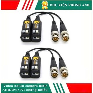 Video balun camera 8MP AHD/CVI/TVI chống nhiễu,  balun vàng 8MP