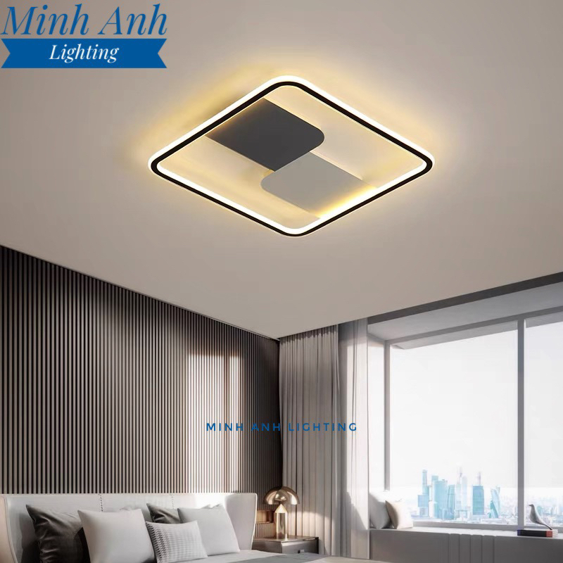 Đèn Mâm Led Ốp Trần Hình Vuông Hiện Đại Trang Trí Sảnh Phòng Khách 3 Màu 220V MA27 Minh Anh