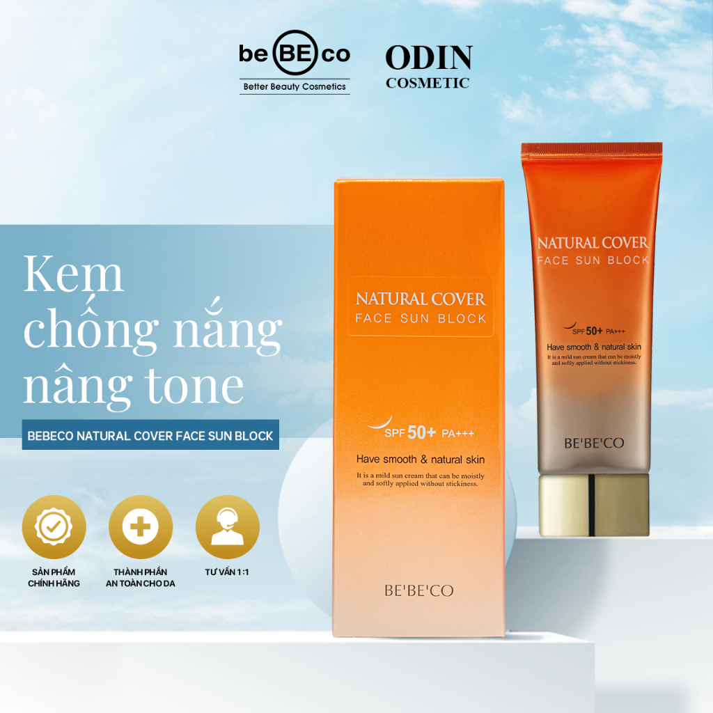 Kem chống nắng nền nâng tone , 2in1 (kem chống nắng + kem nền) BEBECO Natural Cover Face Sun Block 7