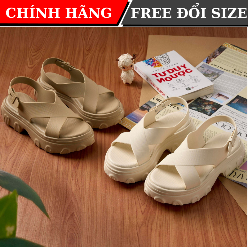 Giày Sandal Nữ Đế Cao Quai Chéo NESTY NE24 (Nhựa cao cấp - Không mùi, không thấm)