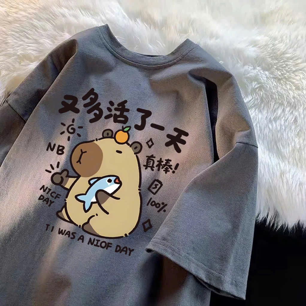 Áo thun phông nữ nam KONOVA form rộng chất liệu cotton khô loại 1 in hình CABYBARA Konova store