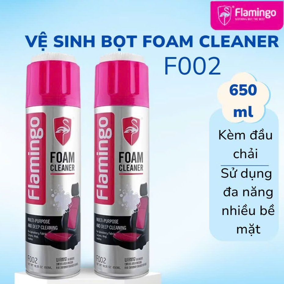 [FLAMINGO]Chai Vệ Sinh Đa Năng Nội Thất, Ghế Da, Trần Nỉ Ô Tô Flamingo/Foam Cleaner/Multi Purpose( 6