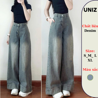  Quần Jeans nữ dáng suông ống rộng màu xanh UNIZ Jeangauto668 