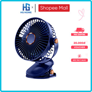 Quạt Mini Kẹp Bàn Tích Điện HGHOME 5 Chế Độ Gió Siêu Mát, Xoay 360 Độ Tích Hợp Sạc USB Tiện Lợi Pin 10000mAh