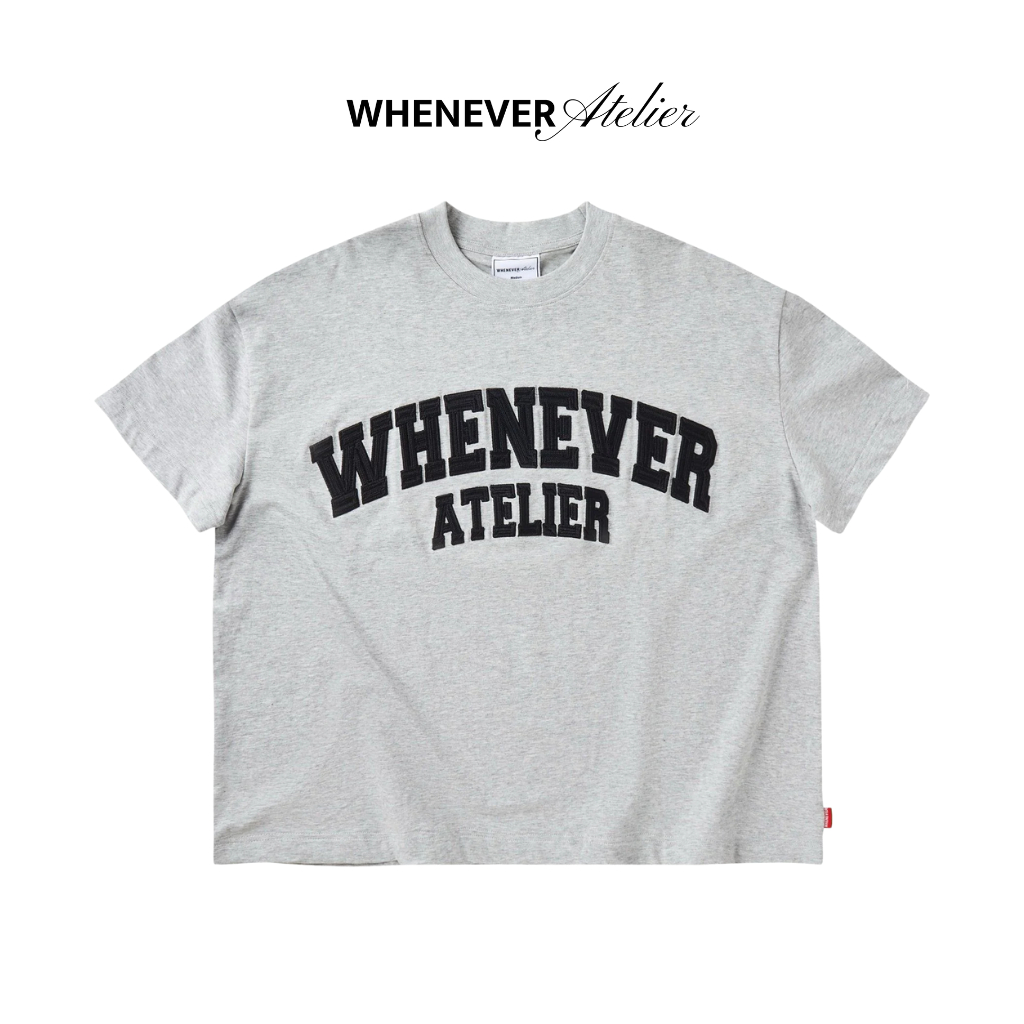 Áo Thun WHENEVER Atelier Logo Embroidered Form Boxy Thêu Logo Thời Trang Unisex // Premium Grey