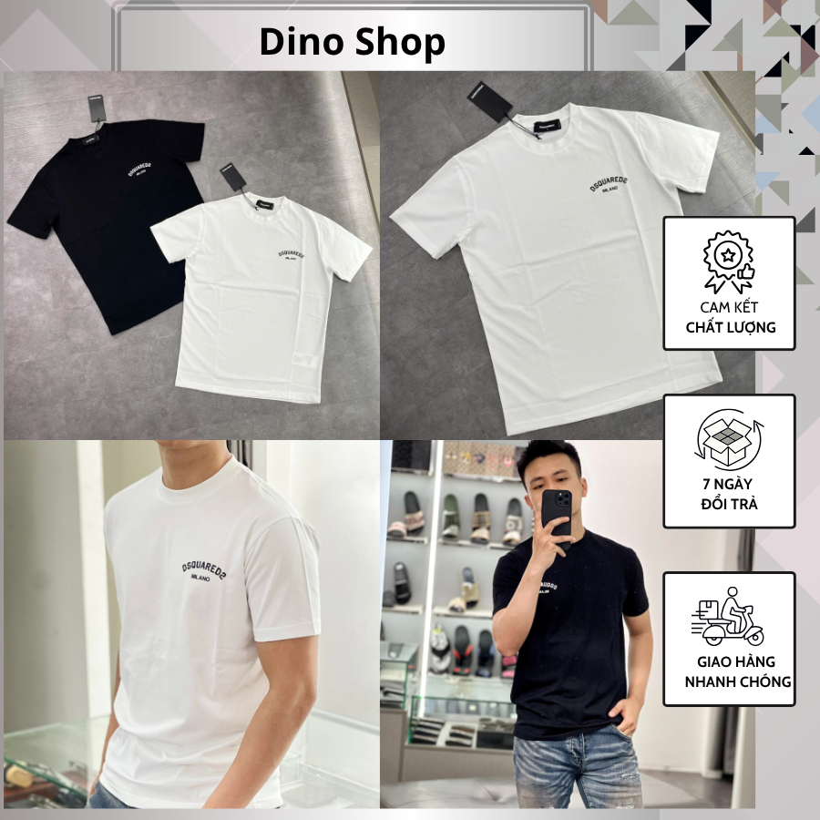  Áo Phông DSQ In Chữ Cao Su Nổi Trước Ngực Siêu Hót - Áo Thun Nam In Chữ Đơn Giản 