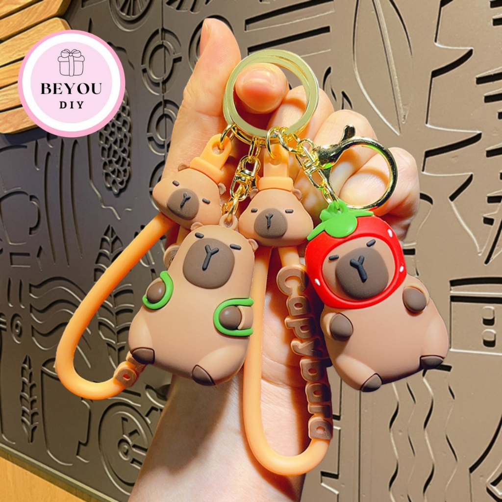 Móc Khóa Silicon Hình Chuột Capybara Dễ Thương, Treo Túi, Chìa Khóa, Phụ Kiện Trang Trí BEYOU