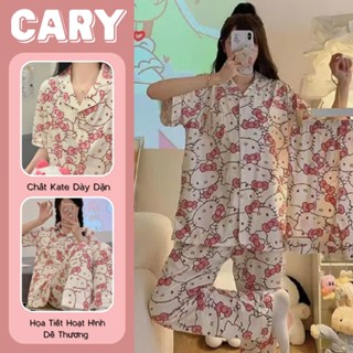 Bộ ngủ nữ CARY set pijama mặc nhà áo cộc quần dài hello kitty siêu dễ thương CARY