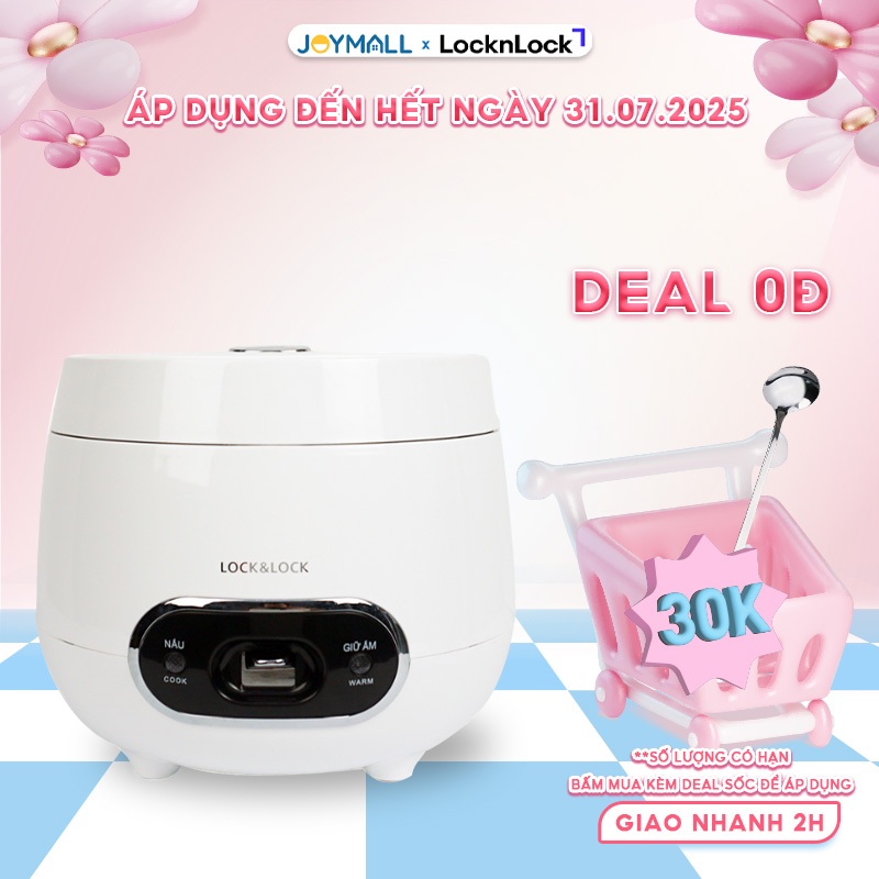 Nồi Cơm Điện Mini LocknLock EJR426WHT 0.8L - Hàng Chính Hãng, Nắp Gài, Dây Điện Tháo Rời - JoyMall