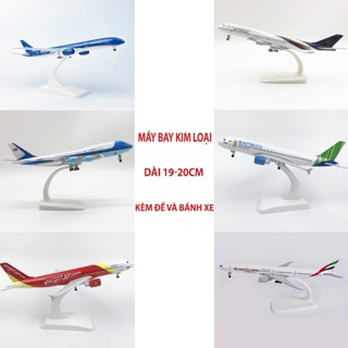  Mô hình máy bay bằng kim loại các hãng trên thế giới dài 19-20cm kèm bánh xe và đế trưng bày 