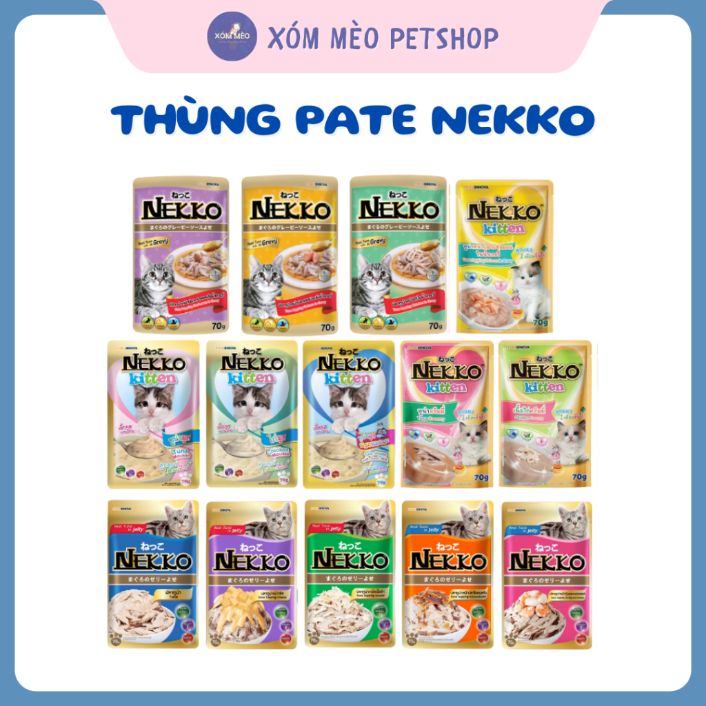 [THÙNG NEKKO 48 GÓI - MIX VỊ] - Pate Nekko dành cho mèo mọi lứa tuổi - XÓM MÈO PETSHOP