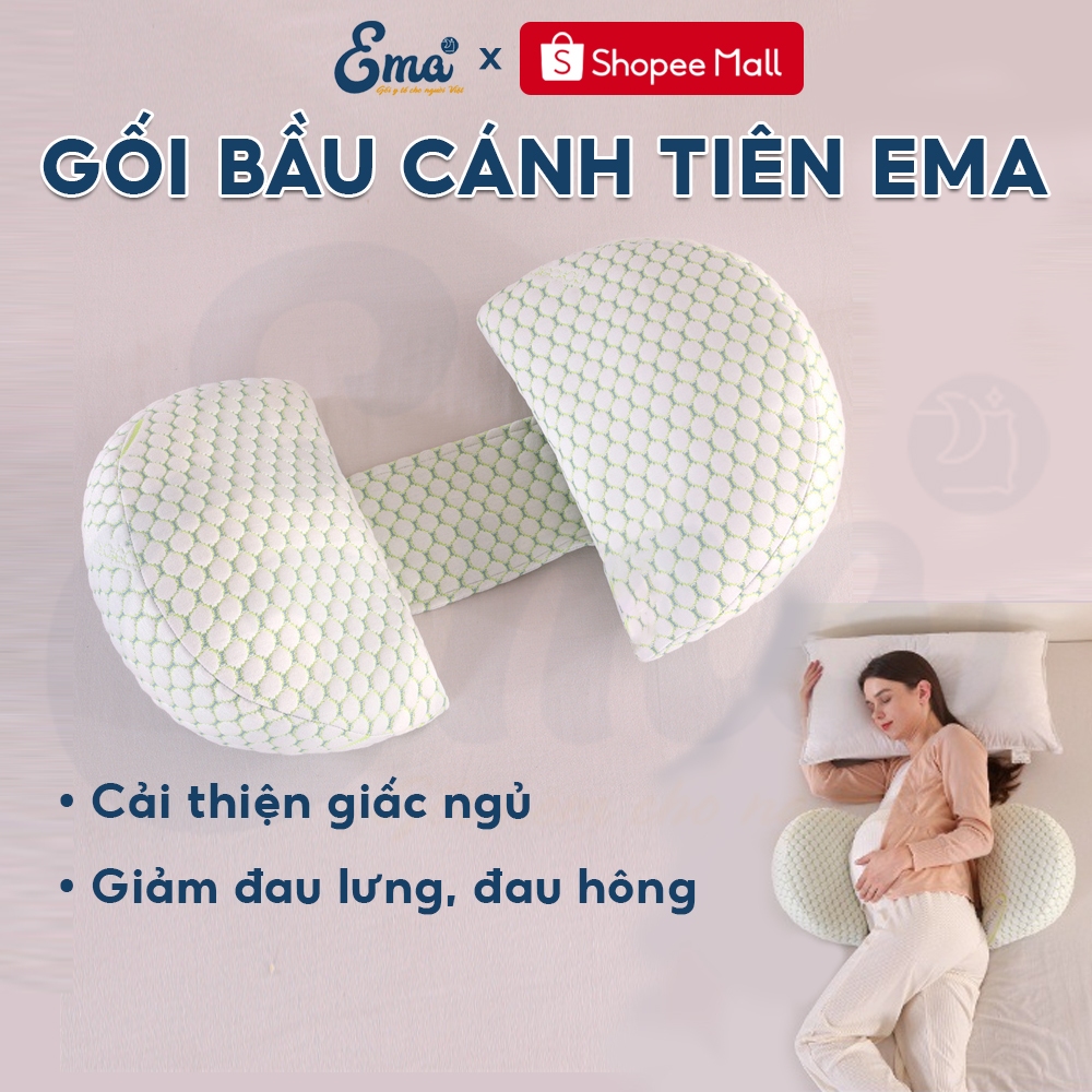Gối bầu cánh tiên cao cấp EMA kê bụng bà bầu giảm đau lưng, giảm căng cơ, tê bì tay chân