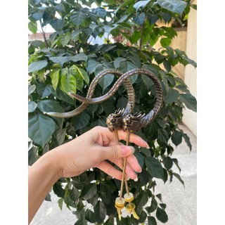 Móc Đồng Cho Lồng Chim Chào Mào-Chòe-Mi,Họa Tiết Rồng Cổ,Móc Đồng Cao Cấp