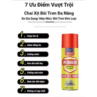 Chai Mỡ Bò Dạng Xịt Dung Tích 450ML, Chai Mỡ Chịu Nhiệt, Bôi Trơn Động Cơ, Máy Móc