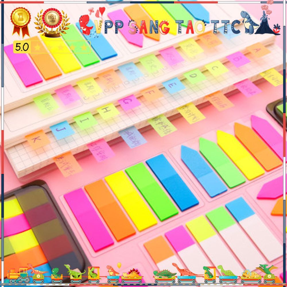 Giấy Note Phân Trang Nhựa Màu Dạ Quang