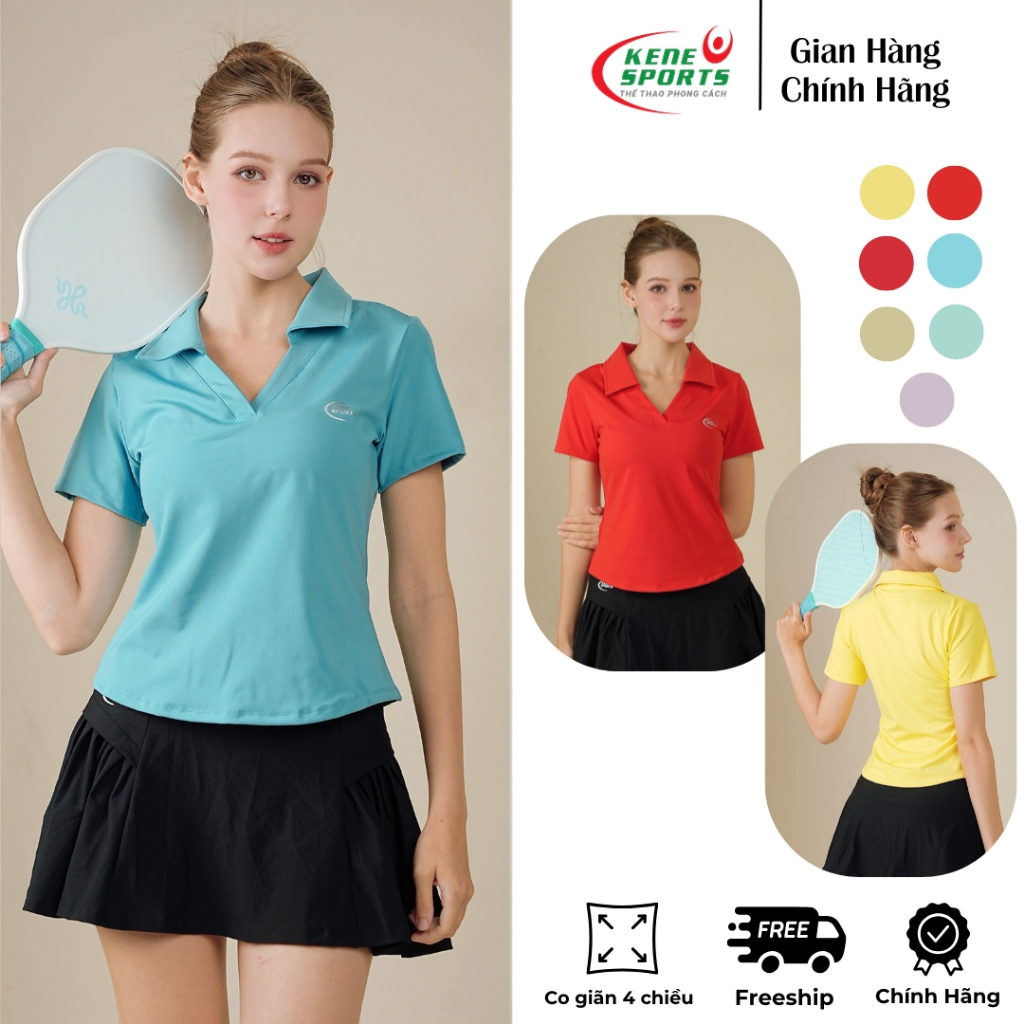 Áo polo nữ thể thao chơi Pickleball, Tennis chất đanh co giãn, thoáng khí, thấm hút tốt Kene Sports