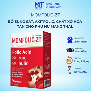 Viên Uống Bổ Sung Sắt, Axitfolic, Chất Xơ Hòa Tan Cho Phụ Nữ Mang Thai, Đang Cho Con Bú - Momfolic-ZT 30 Viên