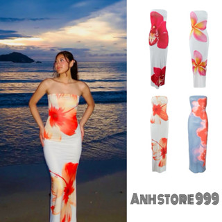 Đầm Ôm Body Dáng Dài In Hình Hoa Váy Đi Biển Váy Quây Summer