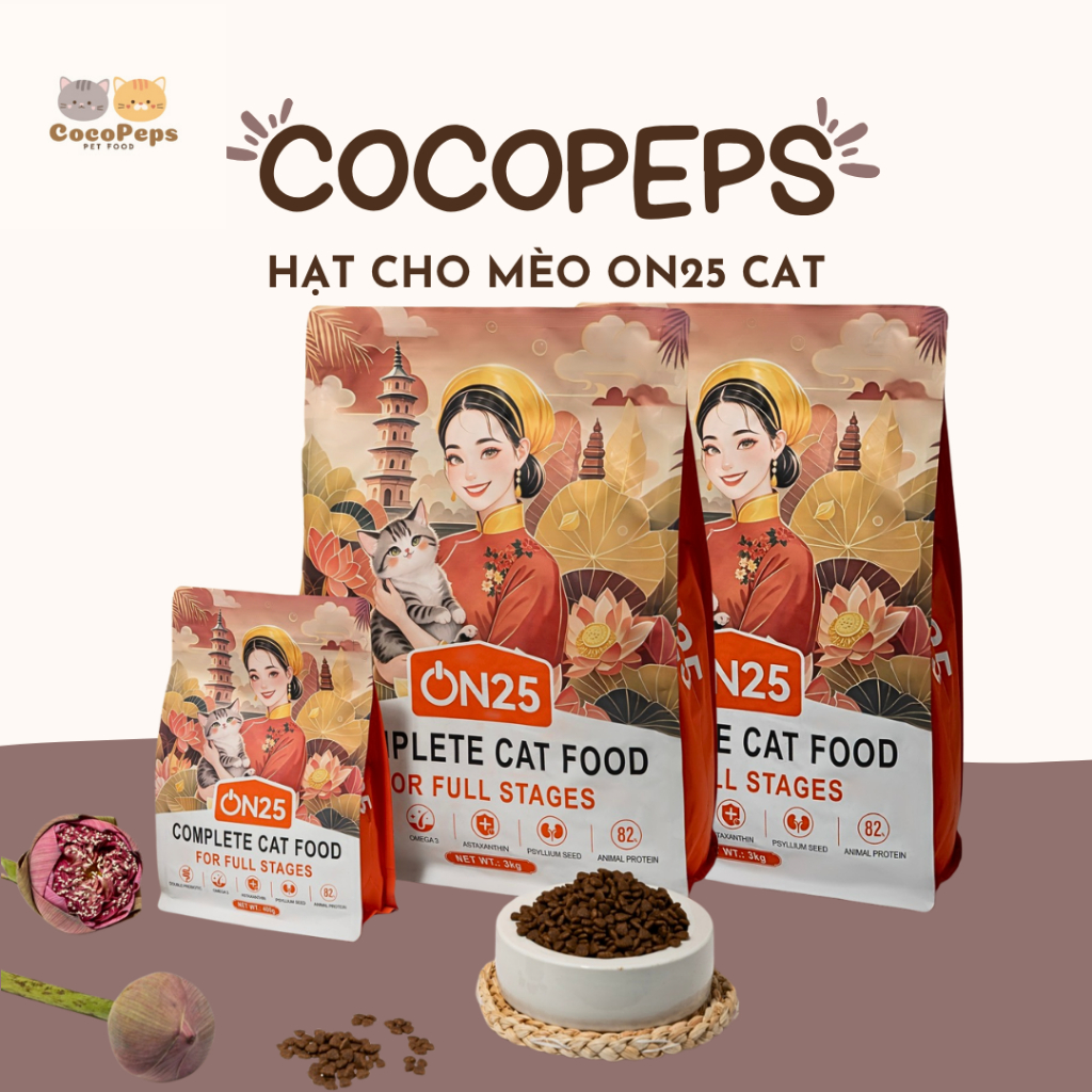 HẠT CHO MÈO ON25 CAT 3kg _Hạt Khô Đỉnh Chóp, GIÁ CỰC YÊU cho hội Sen Việt