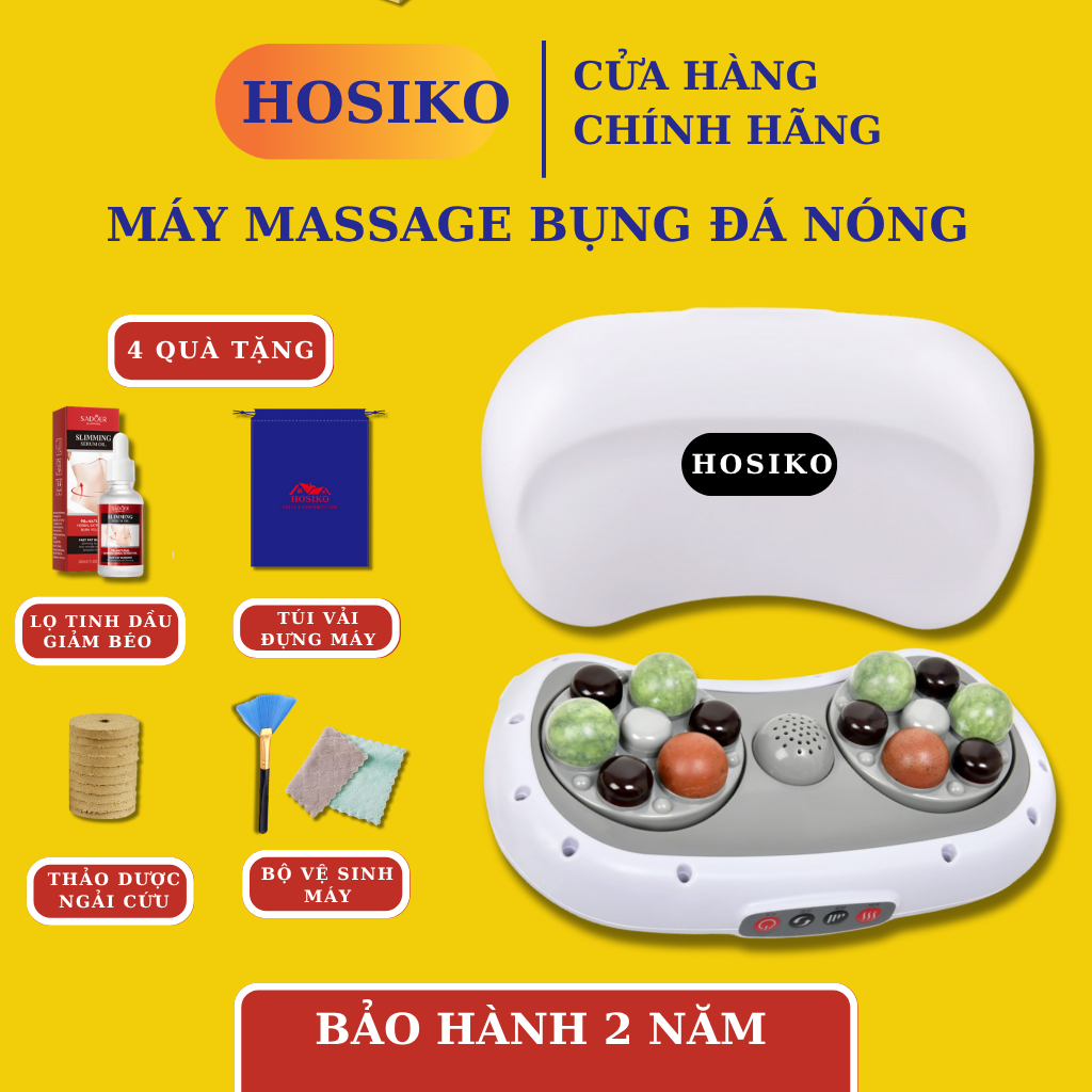 Máy massage bụng Model F5, HOSIKO bản Sạc Pin, bản Cắm điện, đá nóng nhiệt hồng ngoại