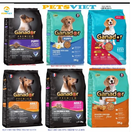 Thức ăn hạt Ganador Premium cho chó  3kg- ganado 3kg