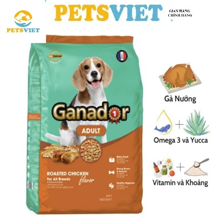 <Tặng gói 400g>Ganador gà nướng 3kg - thức ăn khô cho chó trưởng thành vị gà nướng-hạt ganado gà nướ