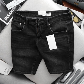 Quần short jean nam ống suông VNXK xịn màu đen xám tro co giản