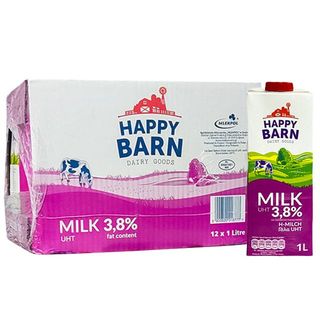 SỮA TƯƠI NGUYÊN KEM HAPPY BARN 3.8% 1L, sữa pha chế không đường, hương vị thơm ngậy bổ dưỡng