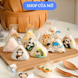  Túi đựng cơm nắm tam giác họa tiết hoạt hình đáng yêu dùng một lần để làm cơm   CÓ SẴN   
