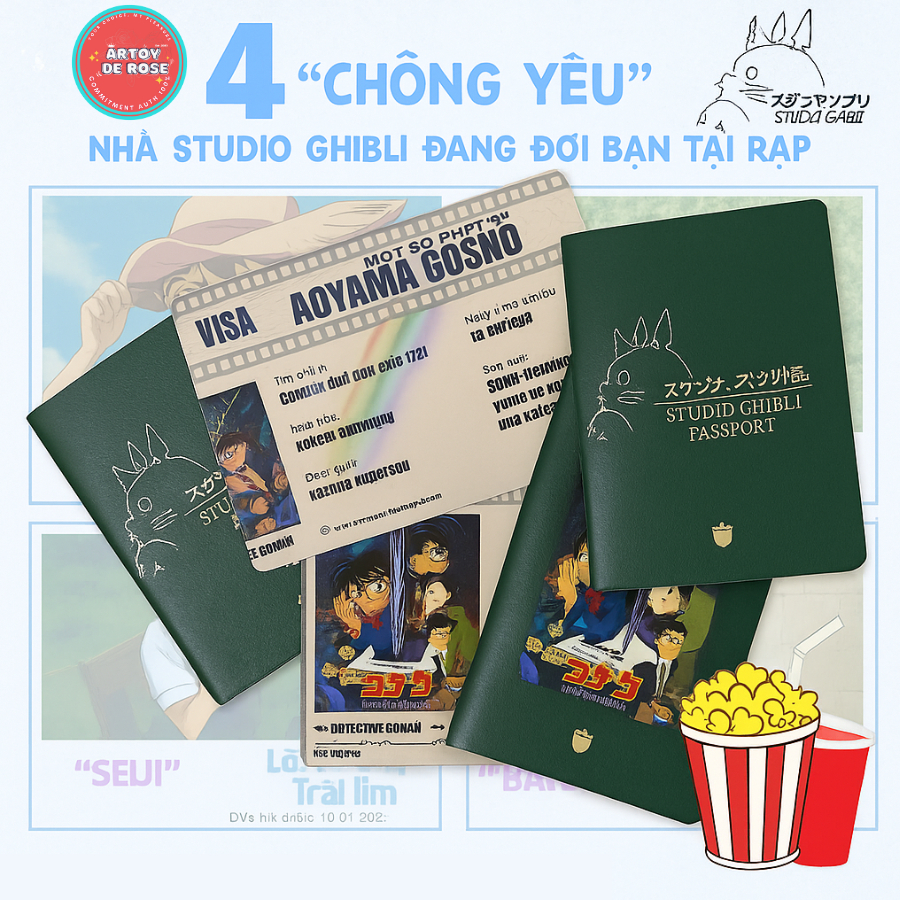 (Đọc kỹ mô tả) Sổ Passport Visa Sticker Đủ Bộ Movie CONAN Dễ Thương Đáng Yêu Sưu Tầm