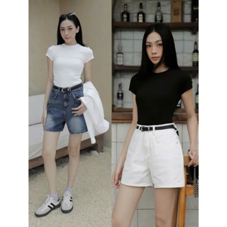 THE QUẠO - Quần Short Jeans Nữ Lưng Cao Dáng A  Thêu Túi 2 màu S1006_682
